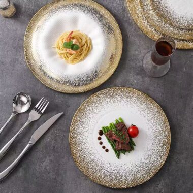 Nordic gold stone matte steak plates & dishes crockery