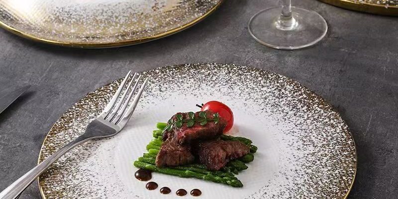Nordic gold stone matte steak plates & dishes crockery