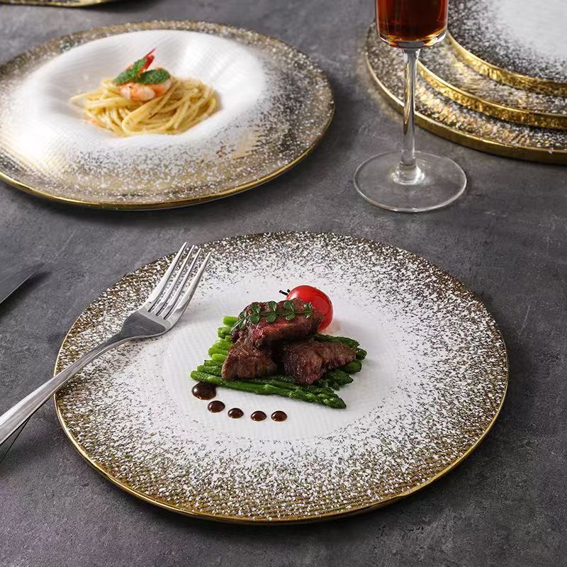 Nordic gold stone matte steak plates & dishes crockery