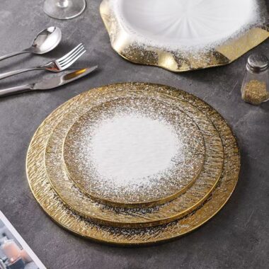 Nordic gold stone matte steak plates & dishes crockery