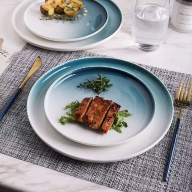 Nordic gradient ceramic plates and dishes crockery