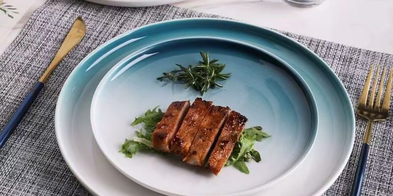 Nordic gradient ceramic plates and dishes crockery