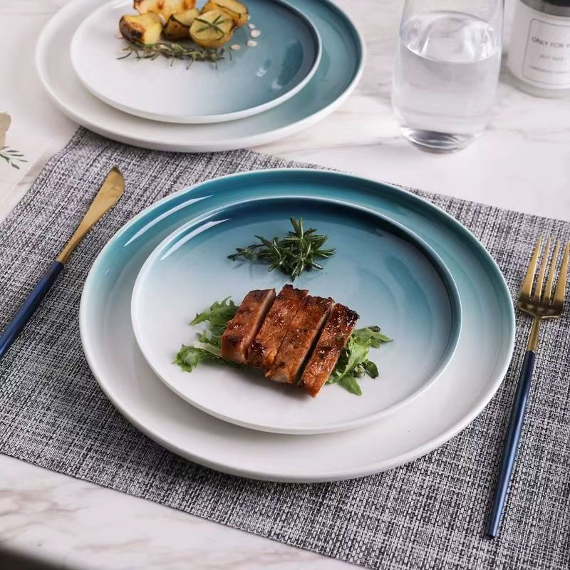 Nordic gradient ceramic plates and dishes crockery