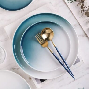 Nordic gradient ceramic plates and dishes crockery
