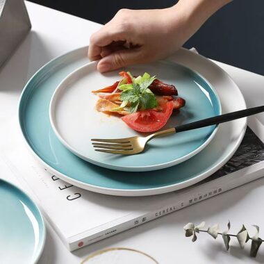 Nordic gradient ceramic plates and dishes crockery