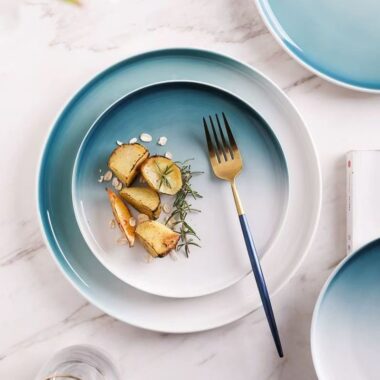 Nordic gradient ceramic plates and dishes crockery