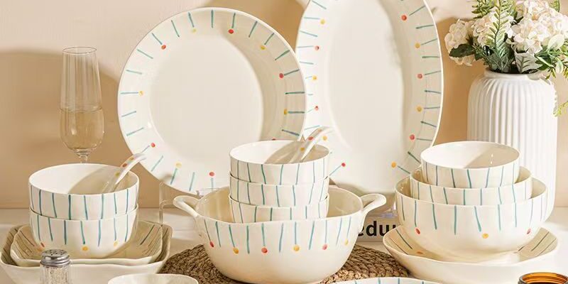Colorful under-glaze porcelain crockery dinner sets for homes