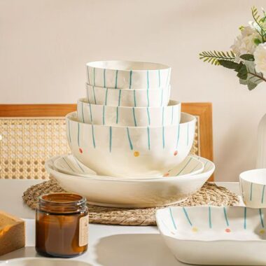 Colorful under-glaze porcelain crockery dinner sets for homes