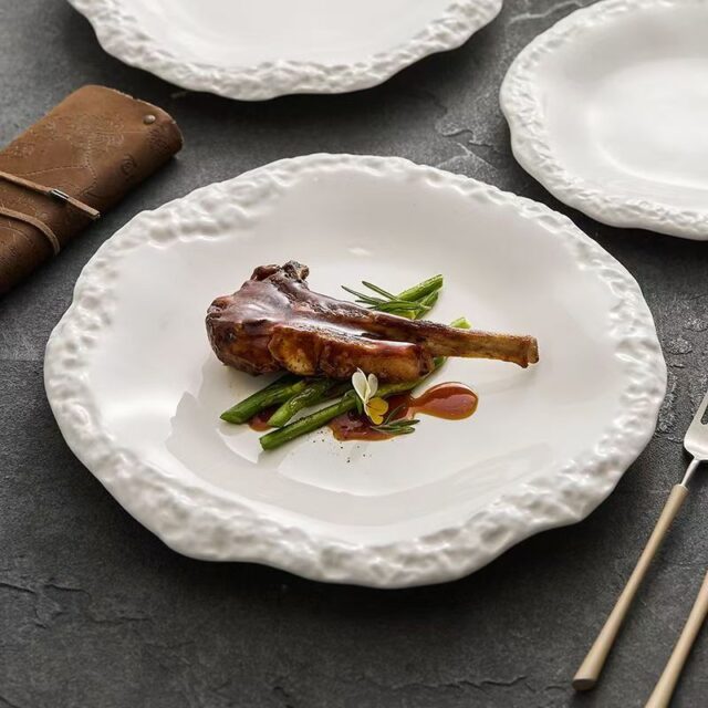 Rock-texture ceramic steak plates & dishes crockery