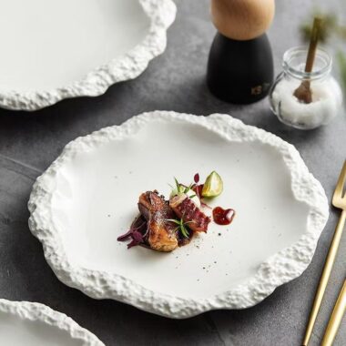 Rock-texture ceramic steak plates & dishes crockery