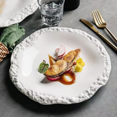 Rock-texture ceramic steak plates & dishes crockery
