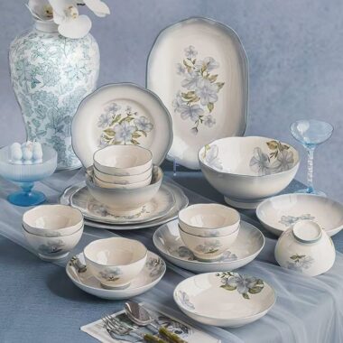 Stylish underglaze color ceramic crockery dinner sets for home