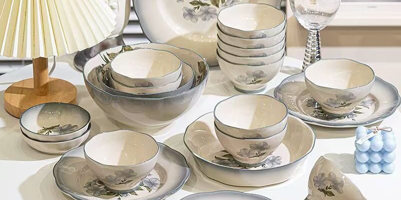 Stylish underglaze color ceramic crockery dinner sets for home