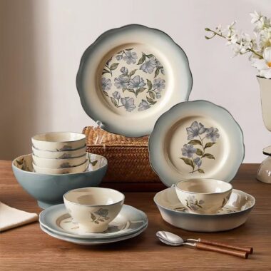 Stylish underglaze color ceramic crockery dinner sets for home