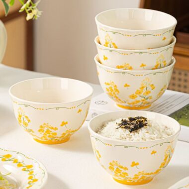 Sunny floral underglaze cream crockery dinner sets