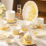 Sunny floral underglaze cream crockery dinner sets