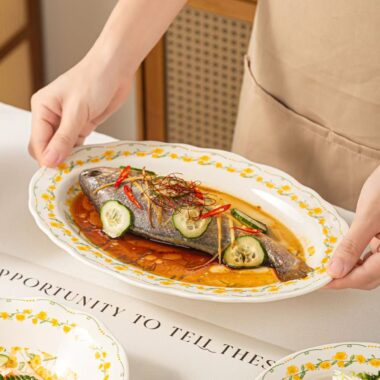 Sunny floral underglaze cream crockery dinner sets