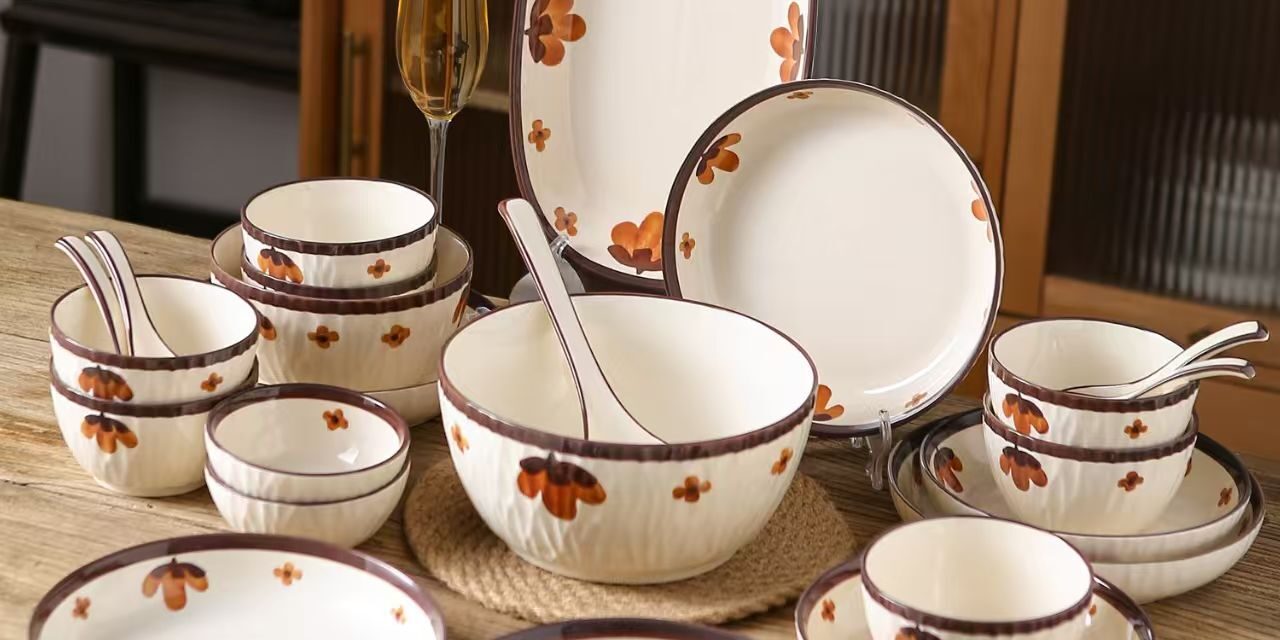 Vintage underglaze color dinner sets crockery for home