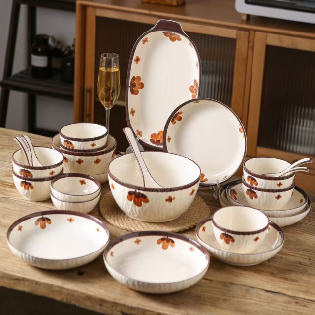 Vintage underglaze color dinner sets crockery for home