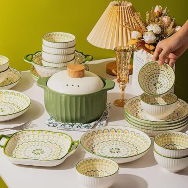 Underglaze color ceramic dinner sets crockery for home use