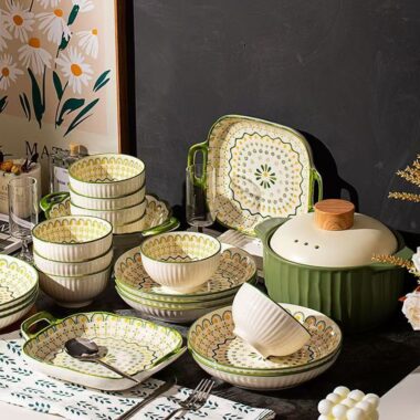 Underglaze color ceramic dinner sets crockery for home use