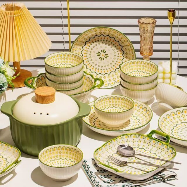 Underglaze color ceramic dinner sets crockery for home use