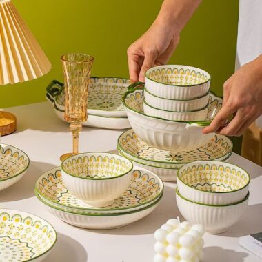 Underglaze color ceramic dinner sets crockery for home use