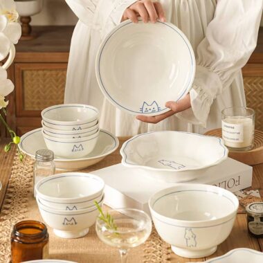 Vintage underglaze animal pattern crockery dinner sets