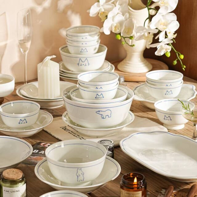 Vintage underglaze animal pattern crockery dinner sets