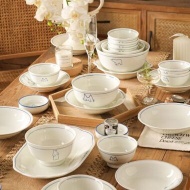 Vintage underglaze animal pattern crockery dinner sets