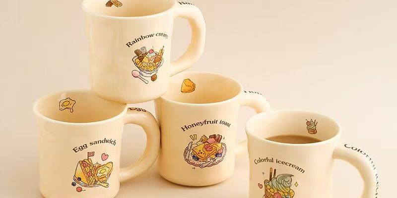 Vintage cream ice-cream ceramic cups & mugs crockery