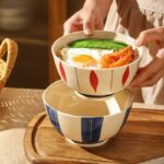 Vintage hand-painted colorful ceramic bowls crockery