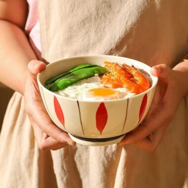 Vintage hand-painted colorful ceramic bowls crockery