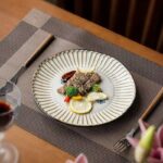 Vintage irregular embossed ceramic plates & dishes crockery