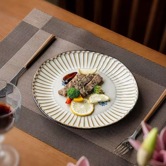 Vintage irregular embossed ceramic plates & dishes crockery