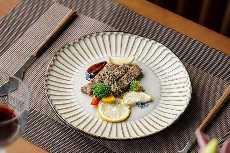 Vintage irregular embossed ceramic plates & dishes crockery