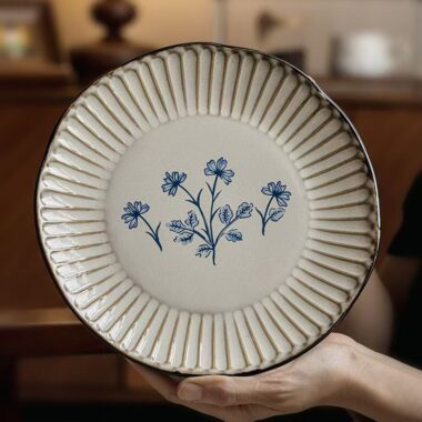 Vintage irregular embossed ceramic plates & dishes crockery