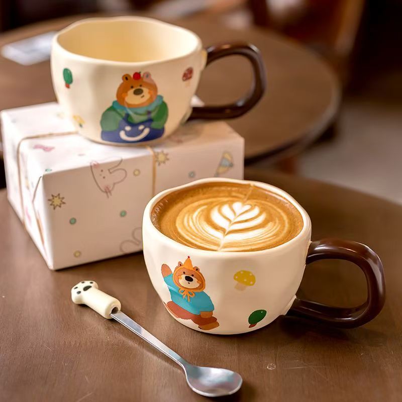 Cute bear cartoon couple ceramic crockery coffee mugs