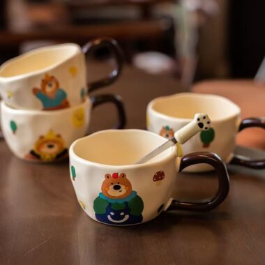 Cute bear cartoon couple ceramic crockery coffee mugs