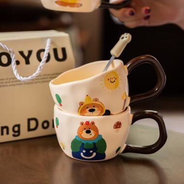 Cute bear cartoon couple ceramic crockery coffee mugs