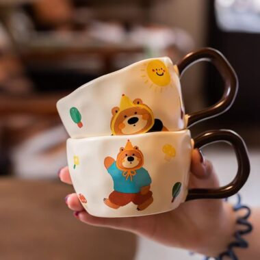 Cute bear cartoon couple ceramic crockery coffee mugs
