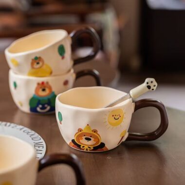 Cute bear cartoon couple ceramic crockery coffee mugs