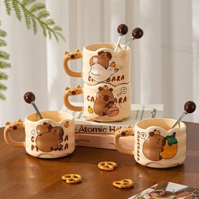 Cute capybara cartoon ceramic crockery mugs for home