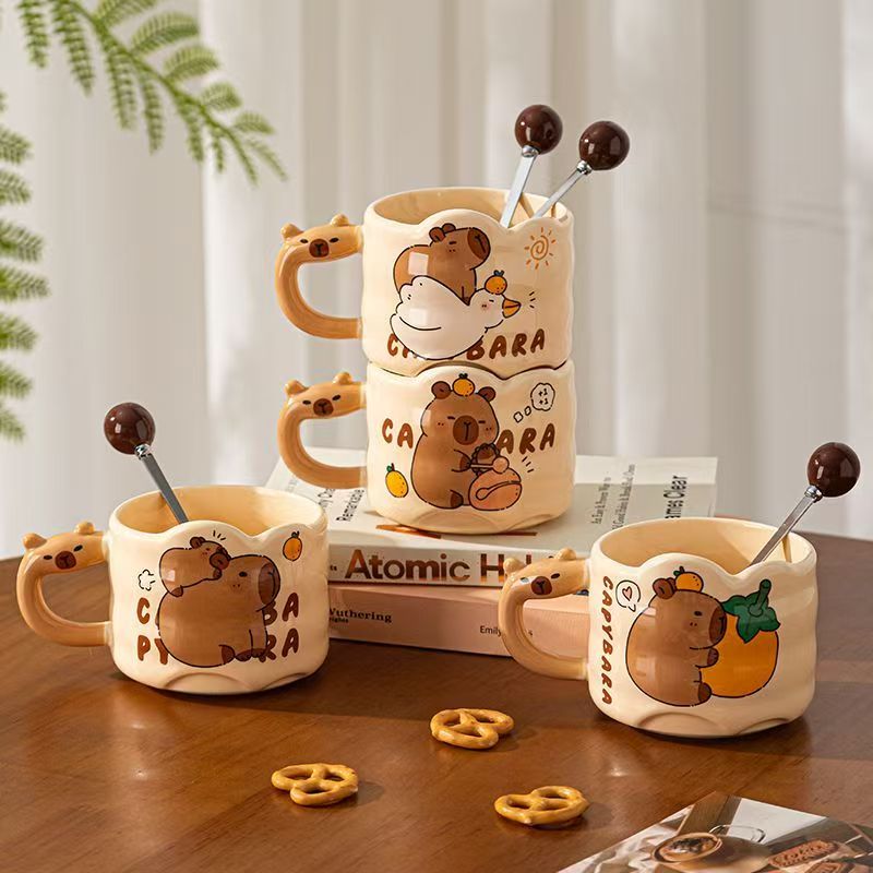 Cute capybara cartoon ceramic crockery mugs for home