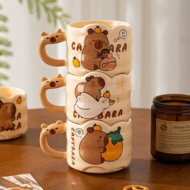 Cute capybara cartoon ceramic crockery mugs for home