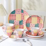 Colorful patchwork underglaze ceramic crockery dinner sets