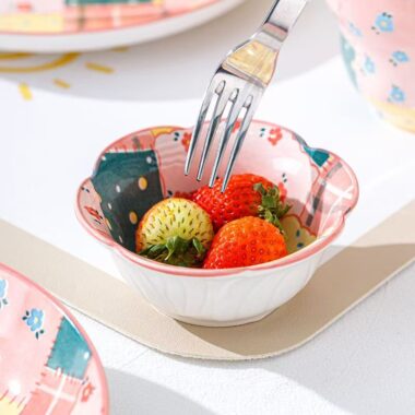 Colorful patchwork underglaze ceramic crockery dinner sets