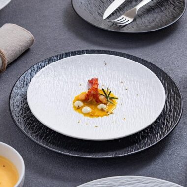Luxury matte ceramic crockery shallow steak plates