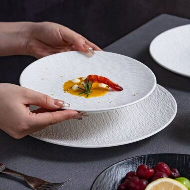 Luxury matte ceramic crockery shallow steak plates