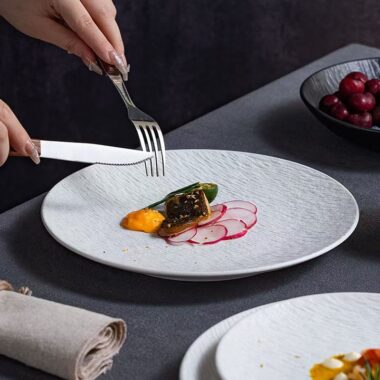 Luxury matte ceramic crockery shallow steak plates
